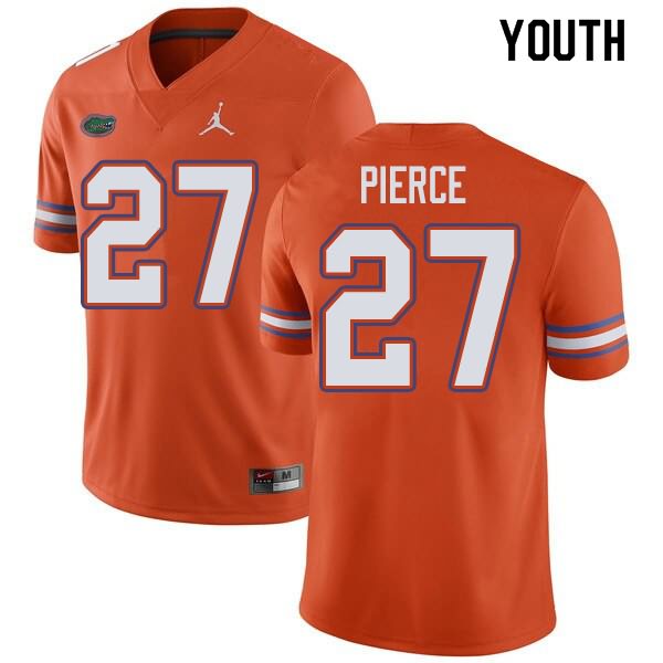 NCAA Florida Gators Dameon Pierce Youth #27 Jordan Brand Orange Stitched Authentic College Football Jersey PTW8464AZ